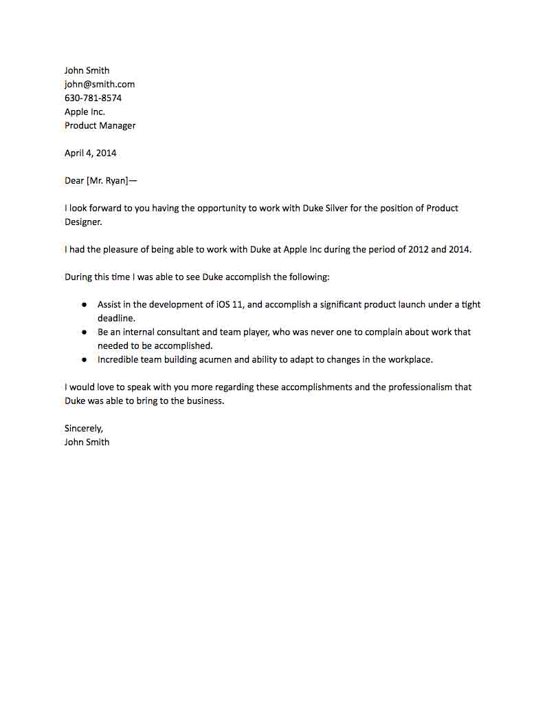 Letter of Recommendation Template for a Coworker - Algrim.co